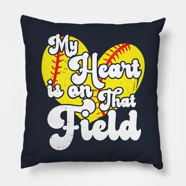 funny My Heart is on That Field softball baseball mom dad Softball For Girls Pillow by Gaming champion