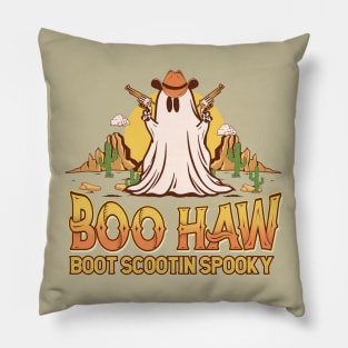 Boo Haw Retro Western Halloween Vintage Ghost Funny Cute Pillow