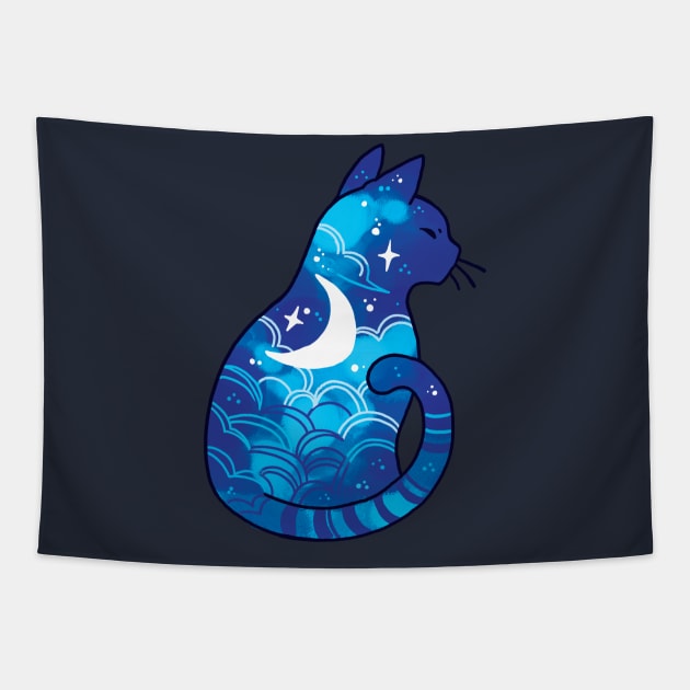 Spirit Moon Cat Tapestry by MichelleScribbles