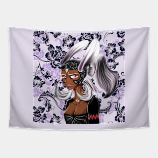 fran the archery woman in fantasy floral ecopop design Tapestry