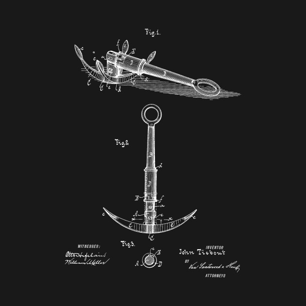 Anchor Vintage Patent Hand Drawing by TheYoungDesigns