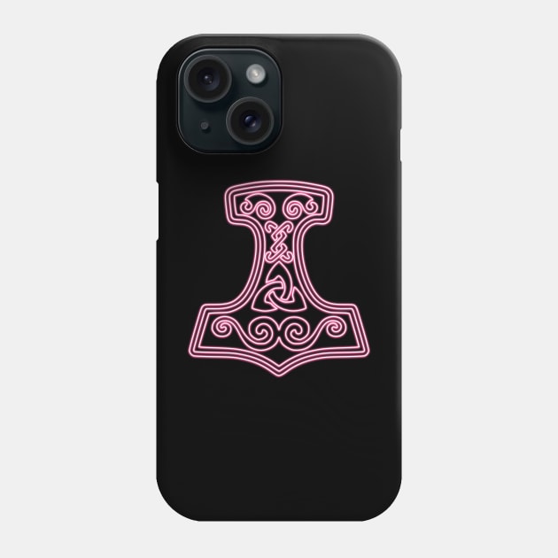 Thor hammer - Mjöllnir - pink neon Phone Case by la chataigne qui vole ⭐⭐⭐⭐⭐