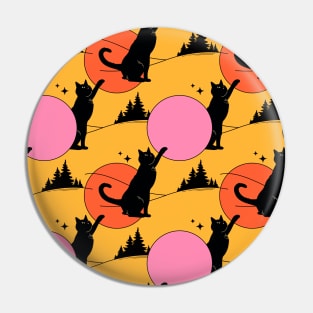 Cool Sun Black Cat Pattern in yellow Pin