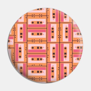 Orange and Pink Audio Cassette Tape Pattern Pin