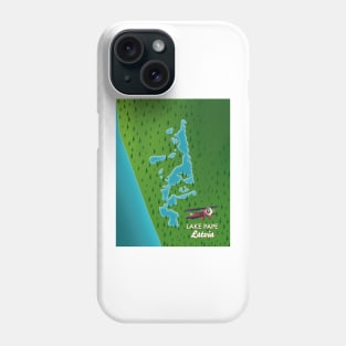 Lake Pape Latvia map Phone Case