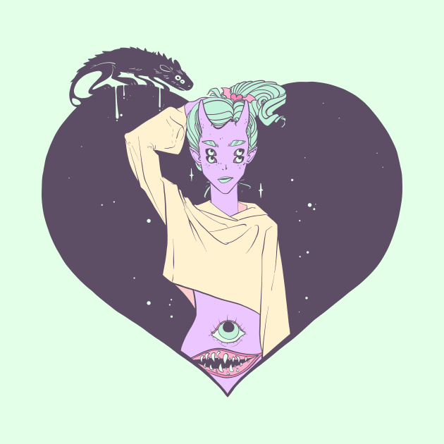 Alien Monster Girl With Heart by cellsdividing