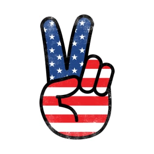 American Flag Peace Sign Hand Shirt 4th Of July Gift T-Shirt