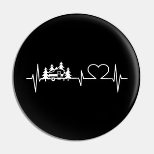 Heartbeat Camping Caravan Frequency Camper T-Shirt Pin