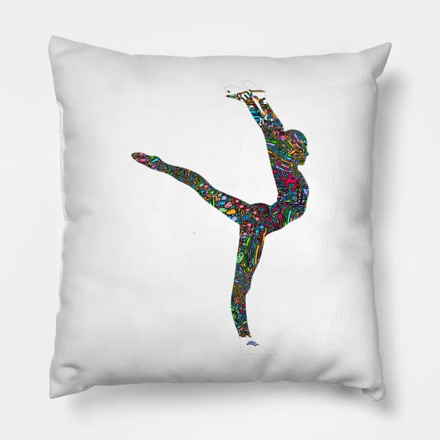 Ballerina Dancing Silhouette Tshirt Pillow by joyjeff