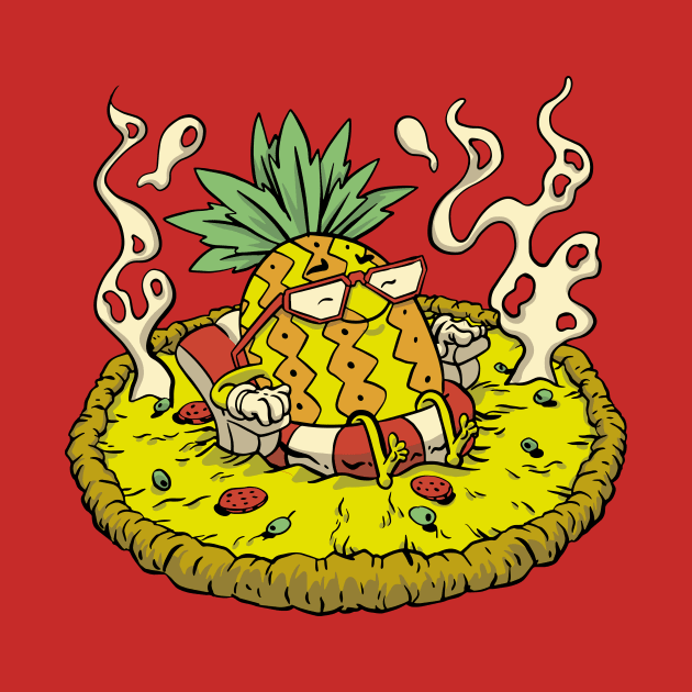 Cute Pineapple on Pizza Cartoon by SLAG_Creative