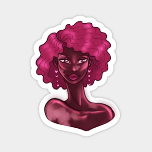 Black Beauty Queen Romantic Pink Afro Magnet