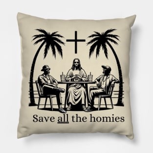 Save all the homies Minimalist Blackwork Pillow