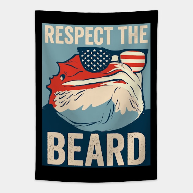 Respect The Beard USA Bearded Dragon Tapestry by Visual Vibes