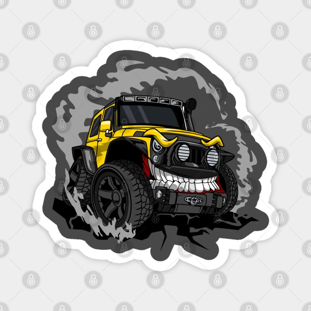 Off road yellow monster car Magnet by beanbeardy