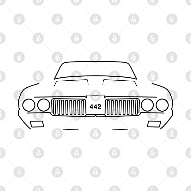 Oldsmobile Cutlass 442 classic car outline graphic (black) by soitwouldseem