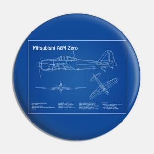 Mitsubishi A6M Zero Airplane Blueprint - AD Pin