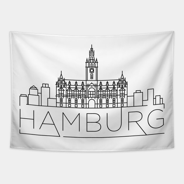 Hamburg Minimal Skyline Tapestry by kursatunsal