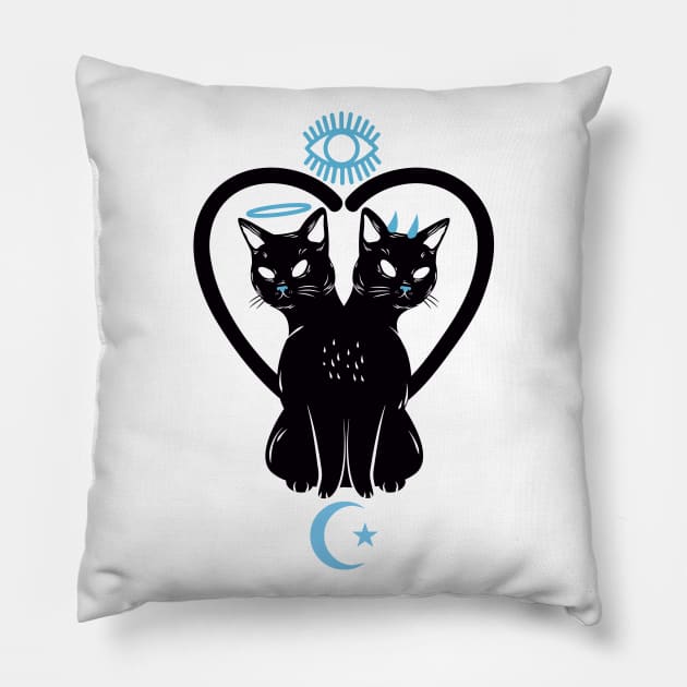 Black Cat Cosmic Balance Pillow by Hypnotic Highs