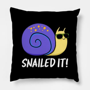 Snailed It Cute Snail Pun Pillow