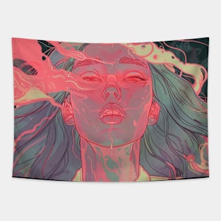 Pink Retro Anime Girl Hot Titan Tapestry