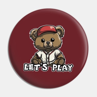 Teddy Bear Player Baseball Pin