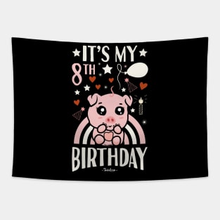 It's My 8th Birthday Pig Tapestry
