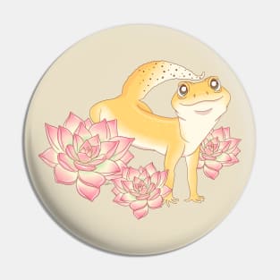 Leopard Gecko and Succulents Pin