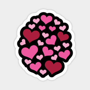 Hearts | Love | Pink | Oval | Black Magnet