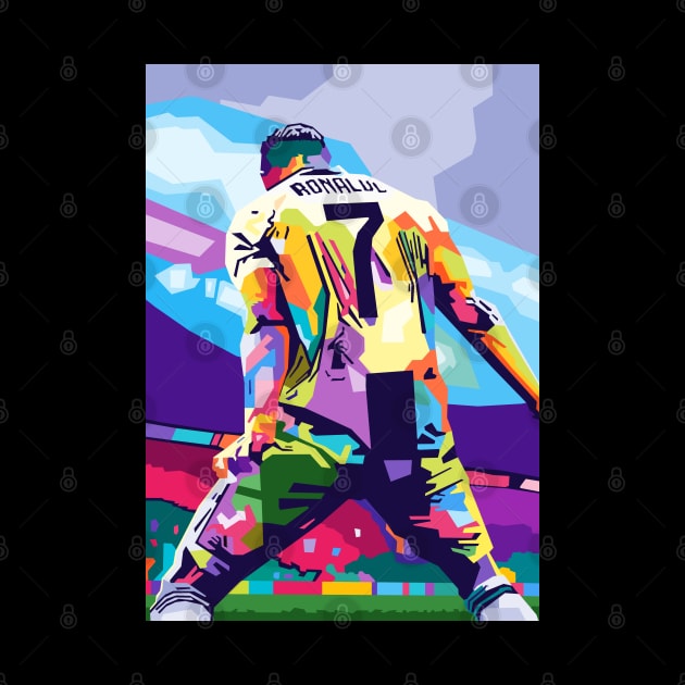 Cristiano Ronaldo Celebration Wpap Pop Art by Zet Art