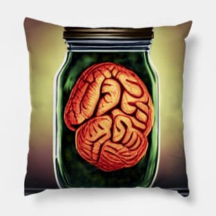 Vintage PIckled Brain in Jar for Halloween Pillow