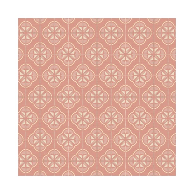 Retro Floral Geometric Tile / Blush Pink by matise