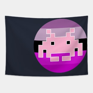 1970s Video Game Alien Invader Pinky Tapestry