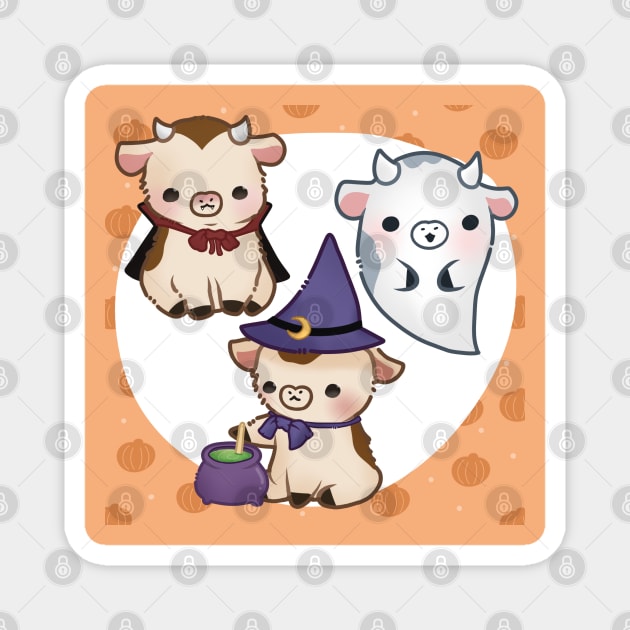 Three Halloween Cows Magnet by LinnsWorld