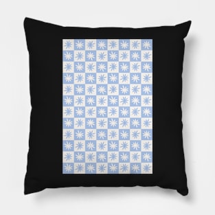 Lisa Says Gah Inspired Checkered Flower Trendy Pastel Blue Pillow