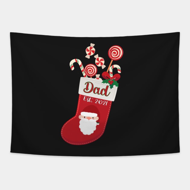 FIRST CHRISTMAS AS A DAD QUOTE DESIGN MAKES A CUTE SHIRT, MUG, GREETING CARD Tapestry by KathyNoNoise