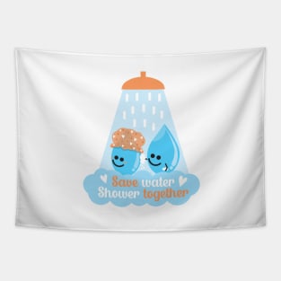 Save Water Shower Together - White Tapestry