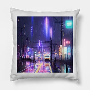 Neo Tokyo - Japan Vibes - Cars - Night Lights Pillow