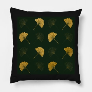 Ginkgo Leaves in Gold and Green Pillow