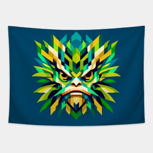 Geometric Kappa: Japanese Mythology Art Tapestry