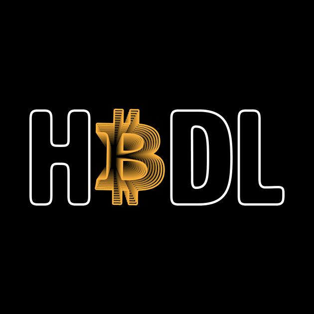 Hodl Bitcoin gold modern typography art gift by star trek fanart and more