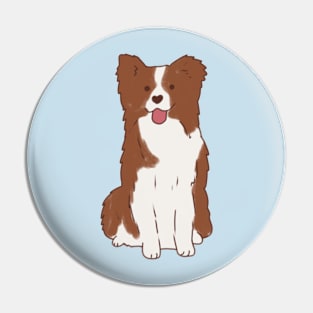 Brown border collie illustration Pin