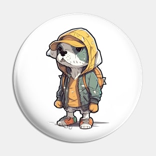 A cute dog wearing street fashion Pin