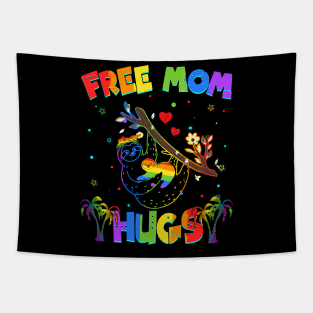 Free Mom Hugs Sloth LGBT Pride Tapestry