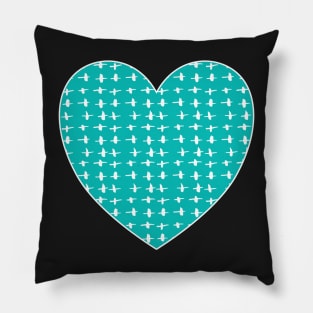 Hearts of teal. Teal, turquoise, aqua blue hearts with small white cross pattern. Pillow