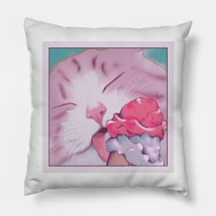 Cat loves ice ceam Pillow