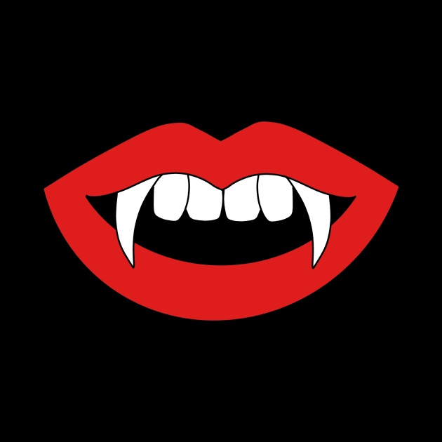 Cartoon Monster Vampire red lips with sharp teeth by galaxieartshop