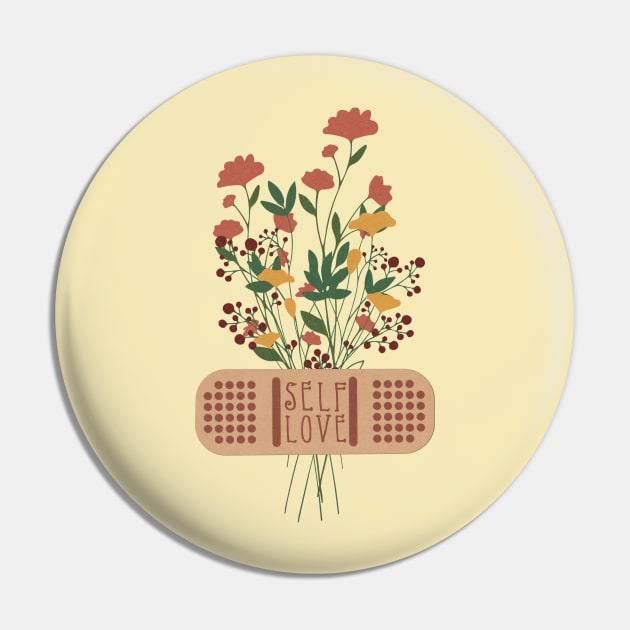 Self Love Floral Bandage Pin by Teewyld