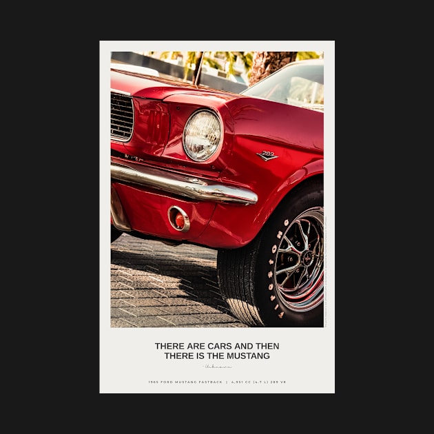 1965 Ford Mustang fastback photography with palms and quote by NicoMario