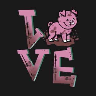 Love Dirty Farm Pink Pig T-Shirt