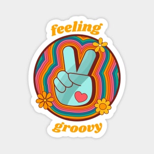 Feeling Groovy - Retro Rainbow Peace Sign Magnet